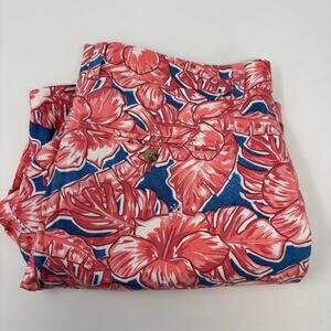 Vineyard Vines Mens Sz33 Pink Blue Floral Pattern 100% Cotton Shorts
